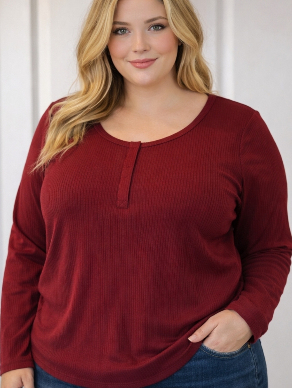 New Torrid Super Soft Rib Knit Top T shirt Long Sleeve Red Casual Size 3 3X